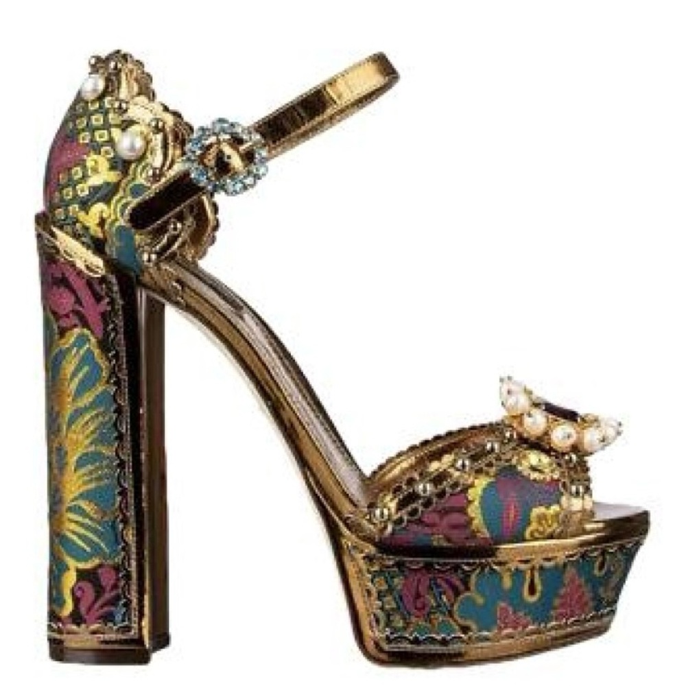 Dolce & Gabbana Gold and Jewel-Toned Heels - Picture 5 of 9